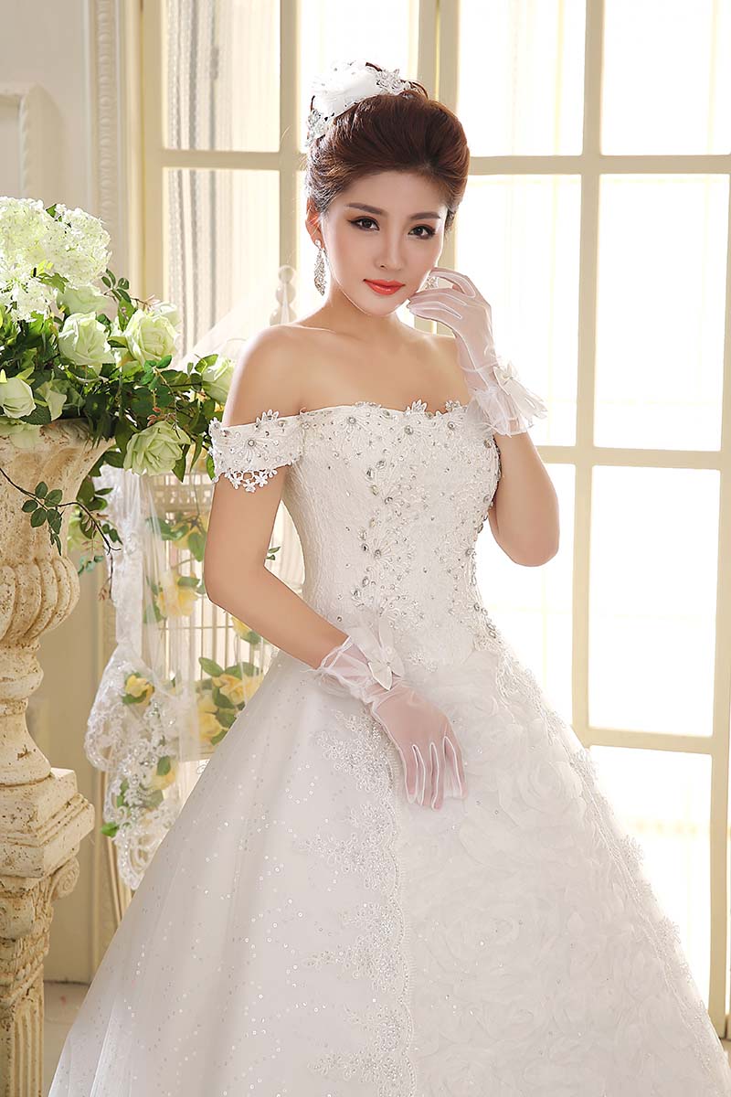 Manufacturer for the new 2016 straight shoulders han edition cultivate one morality married big yards lace strap studio for wedding dress K001